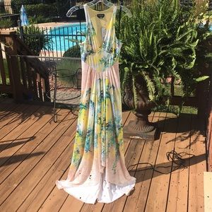 BEBE front draped maxi dress size xxs